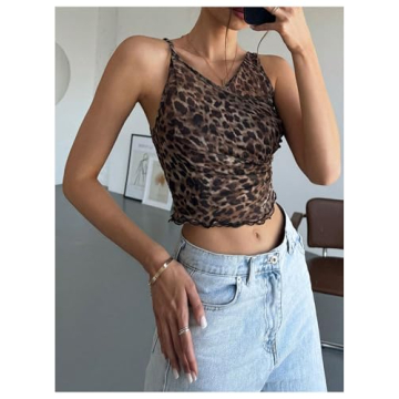 Chic Mesh Leopard Print Cami Top for Women - Trendy Style