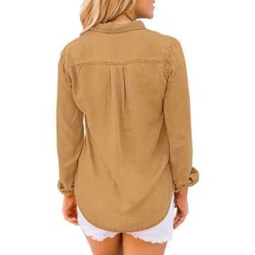 luvamia Womens Western Wear Womens Tops Plus Size Oversized Button Up Shirts for Women Almond Brown Size XX-Large Size 20 Size 22