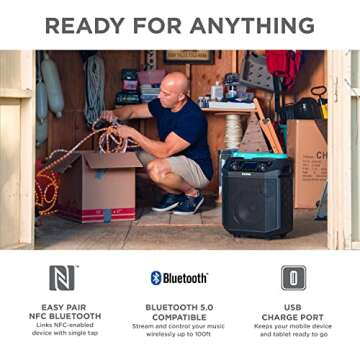 ION Block Rocker Plus - 100W Bluetooth Outdoor Speaker with Rechargeable Battery, Karaoke Microphone, Radio, Wheels, Telescopic Handle & USB Charging