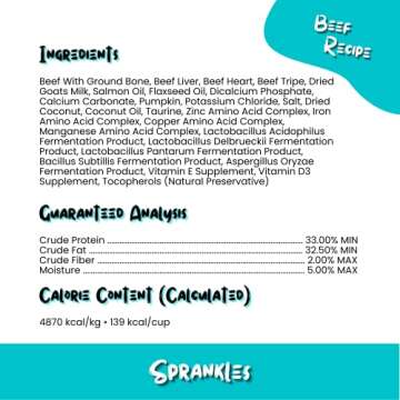 SPRANKLES Freeze Dried Dog Food for Small & Large Breeds Dogs, 16 Oz Beef Dog Food Toppers for Picky Eatres, Made in USA - Grain Free & All Natural Freeze Dried Dog Treats Made with 96% Meat Organs