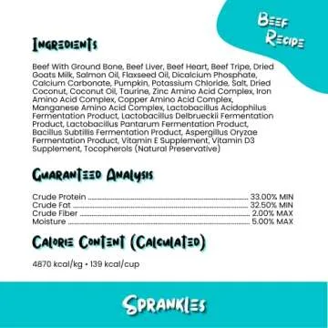 SPRANKLES Freeze Dried Dog Food for Small & Large Breeds Dogs, 16 Oz Beef Dog Food Toppers for Picky Eatres, Made in USA - Grain Free & All Natural Freeze Dried Dog Treats Made with 96% Meat Organs