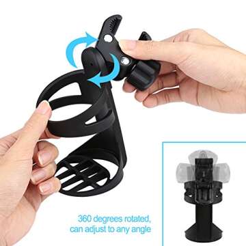Accmor Stroller Cup Holder - Universal 360° Rotatable Drinks Holder for Strollers, Bikes & More