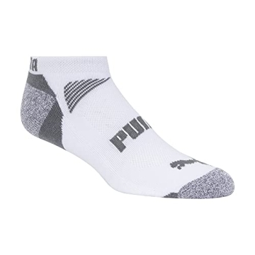 PUMA Men's No Show Socks - 8 Pack, White/Grey, Size 10-13