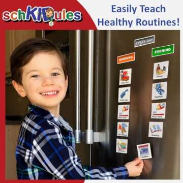 153 pc Daily Visual Schedule Magnets for Kids-Create Healthy Routines, Reminders, Kids Calendars, Ch...