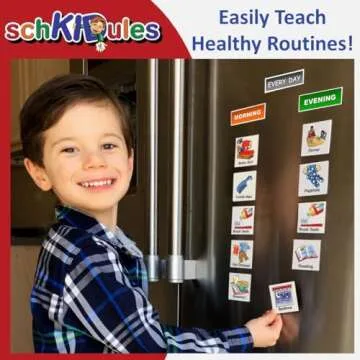 153 pc Daily Visual Schedule Magnets for Kids-Create Healthy Routines, Reminders, Kids Calendars, Ch...