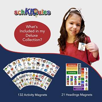 153 pc Daily Visual Schedule Magnets for Kids-Create Healthy Routines, Reminders, Kids Calendars, Chore Charts & Behavioral Supports for Kids who Thrive on visuals, Type A Toddlers, Autism & ADHD