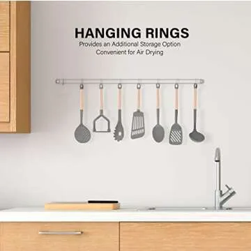 COOK With COLOR 7 Piece Grey Nylon Cooking Utensil Set with Copper Handles - Grey