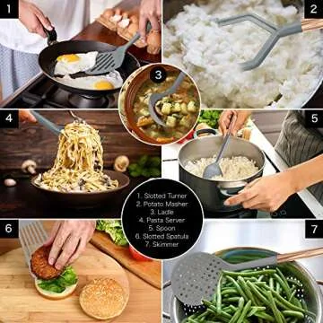 COOK With COLOR 7 Piece Grey Nylon Cooking Utensil Set with Copper Handles - Grey