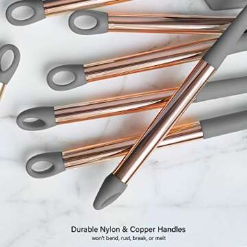 COOK With COLOR 7 Piece Grey Nylon Cooking Utensil Set with Copper Handles - Grey