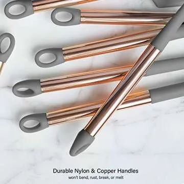 COOK With COLOR 7 Piece Grey Nylon Cooking Utensil Set with Copper Handles - Grey