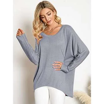 ZANZEA Women's Off-Shoulder Batwing Sleeve Blouse Casual Loose Oversized Baggy T-Shirt Sweater Pullover Top