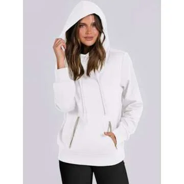 ANRABESS Womens Hoodie Cowl Neck Long Sleeve Sweatshirts 2024 Winter Fashion Pullover With Drawstring Teen Girls Clothes White Large
