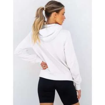 ANRABESS Womens Hoodie Cowl Neck Long Sleeve Sweatshirts 2024 Winter Fashion Pullover With Drawstring Teen Girls Clothes White Large