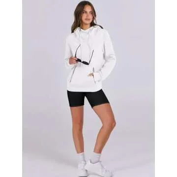 ANRABESS Womens Hoodie Cowl Neck Long Sleeve Sweatshirts 2024 Winter Fashion Pullover With Drawstring Teen Girls Clothes White Large