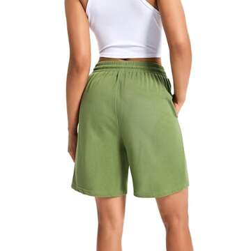 Boyfriend Lounge Biker Workout Running Womens Shorts Athletic Trendy Comfy Board Casual Sleep Summer Cotton Shorts for Women Dressy High Waist Bermuda Sweat Women's Shorts Y2k Pockets Light Green L