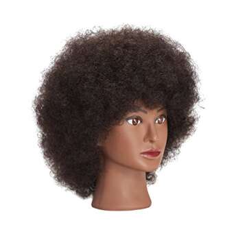 Traininghead 10'' Afro Mannequin Head With 100% Human Hair Training Head Manikin Cosmetology Doll He...
