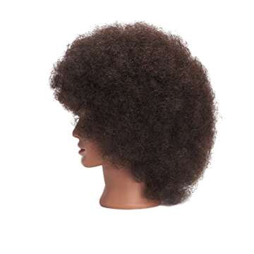 Traininghead 10'' Afro Mannequin Head With 100% Human Hair Training Head Manikin Cosmetology Doll Head For Hairdresser With Clamp Stand (10 inches)
