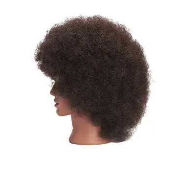 Traininghead 10'' Afro Mannequin Head With 100% Human Hair Training Head Manikin Cosmetology Doll Head For Hairdresser With Clamp Stand (10 inches)