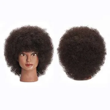 Traininghead 10'' Afro Mannequin Head With 100% Human Hair Training Head Manikin Cosmetology Doll Head For Hairdresser With Clamp Stand (10 inches)
