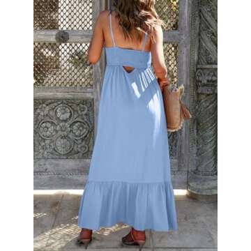 Dokotoo Womens Spring Summer Sun Dresses for Women 2025 Casual Sleeveless Button Down Smocked Elasti...