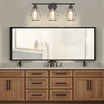 Elibbren 3-Light Vintage Black Farmhouse Bathroom Light Fixture