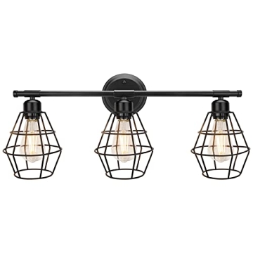 Elibbren 3-Light Vintage Black Farmhouse Bathroom Light Fixture
