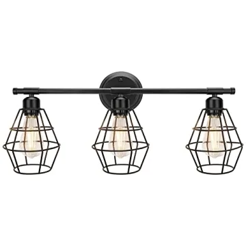 Elibbren 3-Light Vintage Black Farmhouse Bathroom Light Fixture