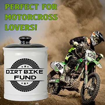 Gifts for Boyfriend, Men, Dad Gifts, Dirt Bike Fund Ceramic Piggy Bank, Candy Jar with Lid, Cool Desk Decor, Ideal for Home Decor, Car Accessories, Motorcycle & Electric Scooter Enthusiasts