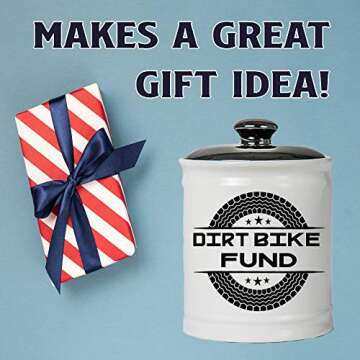 Gifts for Boyfriend, Men, Dad Gifts, Dirt Bike Fund Ceramic Piggy Bank, Candy Jar with Lid, Cool Desk Decor, Ideal for Home Decor, Car Accessories, Motorcycle & Electric Scooter Enthusiasts