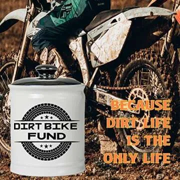 Gifts for Boyfriend, Men, Dad Gifts, Dirt Bike Fund Ceramic Piggy Bank, Candy Jar with Lid, Cool Desk Decor, Ideal for Home Decor, Car Accessories, Motorcycle & Electric Scooter Enthusiasts