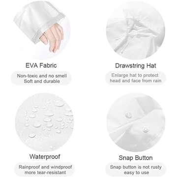 Reusable Adults Rain Ponchos, 2 Pcs EVA Portable Raincoats for Women Men with Hood for Disney Outdoor (2Pcs-white)