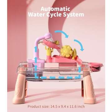 Geyiie Kids Sink with Running Water, 14.5''L x 9.4''W x 11.6''H Interactive Small Play Sink for Toddlers, Includes Real Faucet, Kitchen Accessories, Fishing Toys - Kids Role Play Dishwasher Toy