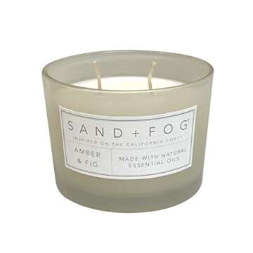Sand + Fog Scented Candle - Amber & Fig – Additional Scents and Sizes – 100% Cotton Lead-Free Wi...