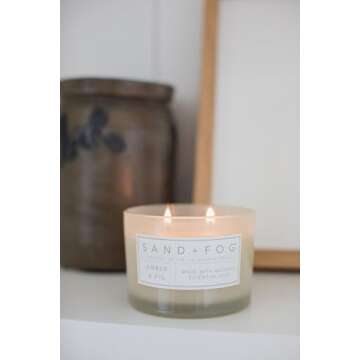 Sand + Fog Scented Candle - Amber & Fig – Additional Scents and Sizes – 100% Cotton Lead-Free Wick - Luxury Air Freshening Jar Candles - Perfect Home Decor – 12oz