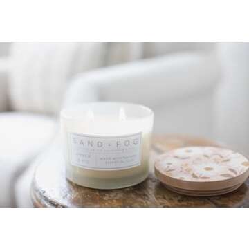 Sand + Fog Scented Candle - Amber & Fig – Additional Scents and Sizes – 100% Cotton Lead-Free Wick - Luxury Air Freshening Jar Candles - Perfect Home Decor – 12oz