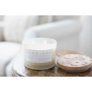 Sand + Fog Scented Candle - Amber & Fig – Additional Scents and Sizes – 100% Cotton Lead-Free Wick - Luxury Air Freshening Jar Candles - Perfect Home Decor – 12oz