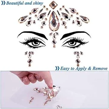 SIQUK 17 Sheet Face Sticker Jewels Eyes Jewel Set with 12 Sheet Mermaid Face Jewels Glitter Face Gems Rhinestone Face Crystal and 5 Sheet Eye Face Body Gems Crystal Tears Jewel for Festival Party