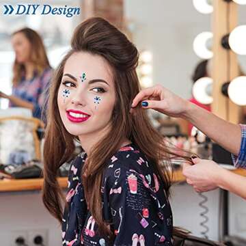 SIQUK 17 Sheet Face Sticker Jewels Eyes Jewel Set with 12 Sheet Mermaid Face Jewels Glitter Face Gems Rhinestone Face Crystal and 5 Sheet Eye Face Body Gems Crystal Tears Jewel for Festival Party