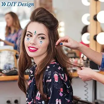 SIQUK 17 Sheet Face Sticker Jewels Eyes Jewel Set with 12 Sheet Mermaid Face Jewels Glitter Face Gems Rhinestone Face Crystal and 5 Sheet Eye Face Body Gems Crystal Tears Jewel for Festival Party