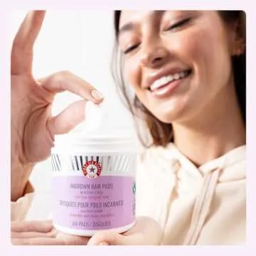 First Aid Beauty - Ingrown Hair Pads with BHA + AHA - Aftershave Treatment Pads to Help Prevent Razor Bumps for Men & Women - Exfoliate Underarms & Bikini Area - Compostable for Daily Use - 60 Pads