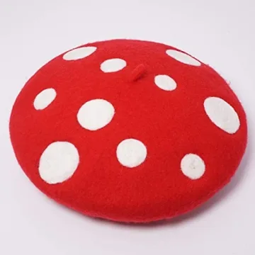 Cute Wool Mushroom Beret for Women and Girls