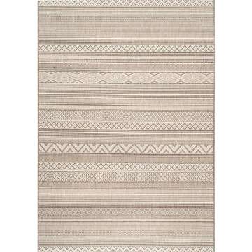 nuLOOM 6' x 9' Outdoor Performance Area Rug, OEKO-TEX Certified, Weather Resistant, High Traffic, Patio, Balcony, Outside, Erlinda Beige