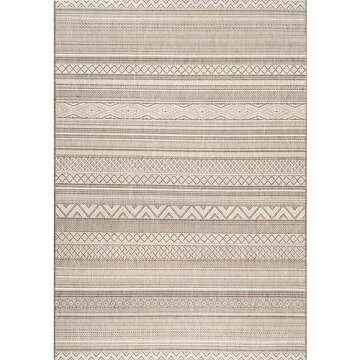 nuLOOM 6' x 9' Outdoor Performance Area Rug, OEKO-TEX Certified, Weather Resistant, High Traffic, Patio, Balcony, Outside, Erlinda Beige