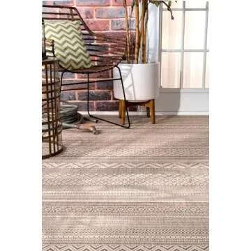 nuLOOM 6' x 9' Outdoor Performance Area Rug, OEKO-TEX Certified, Weather Resistant, High Traffic, Patio, Balcony, Outside, Erlinda Beige