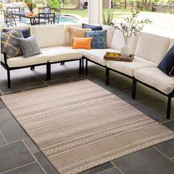 nuLOOM 6' x 9' Outdoor Performance Area Rug, OEKO-TEX Certified, Weather Resistant, High Traffic, Patio, Balcony, Outside, Erlinda Beige