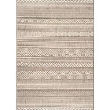 nuLOOM 6' x 9' Outdoor Performance Area Rug, OEKO-TEX Certified, Weather Resistant, High Traffic, Patio, Balcony, Outside, Erlinda Beige