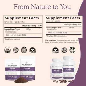 Real Mushrooms Chaga Powder Organic Immune Support Supplement