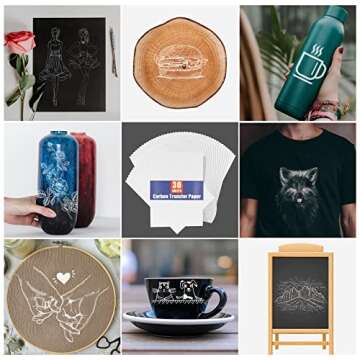 PSLER 30PCS White Carbon Transfer Paper for Wood Burning Craft, Paper, Canvas and Other Art Craft Surfaces A4 Size 8.27 X 11.81 Inch