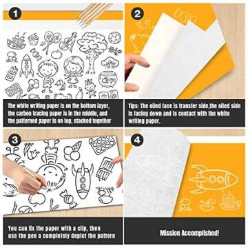 PSLER 30PCS White Carbon Transfer Paper for Wood Burning Craft, Paper, Canvas and Other Art Craft Surfaces A4 Size 8.27 X 11.81 Inch