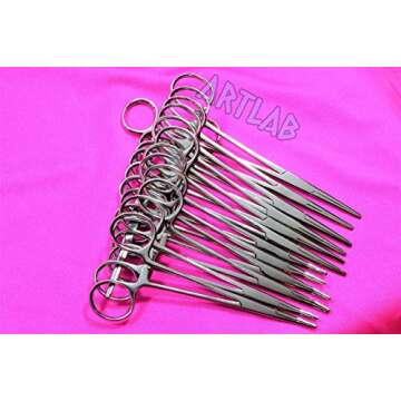 12 PC Mosquito HEMOSTAT Forceps 5" Curved/Straight Stainless (CYNAMED)